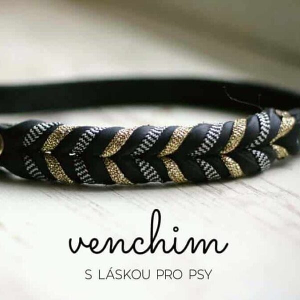 Kožený obojek proplétaný - Venchim kombinace Kožený obojek proplétaný