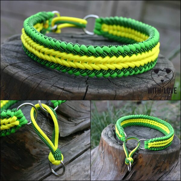 Paracordový obojek Paracordový obojek, vzor India, Barva Neon green & Neon yellow