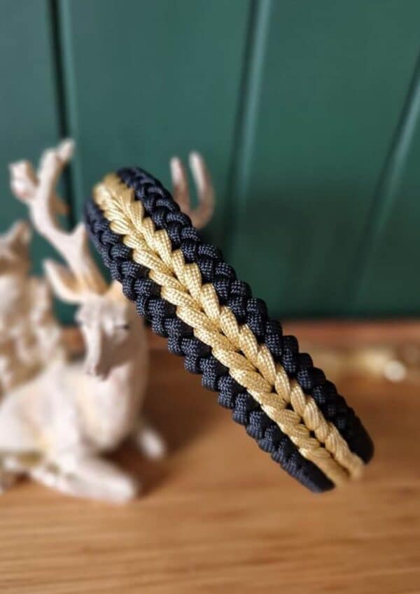 Paracordový obojek, vzor India, Barva Black & Gold