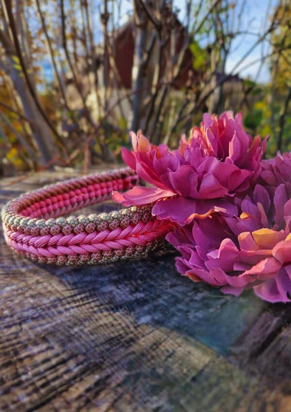 Paracordový obojek Paracordový obojek, vzor India, Barva Pink & Avocado