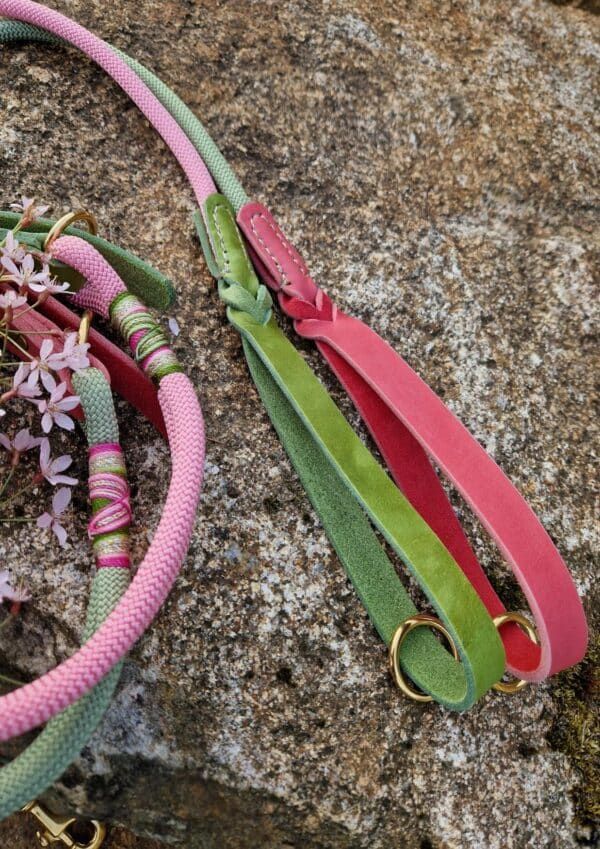 Krátké vodítko pro psa Detail kožené ručky krátkého vodítka s ozdobnou koncovkou. Model Watermelon