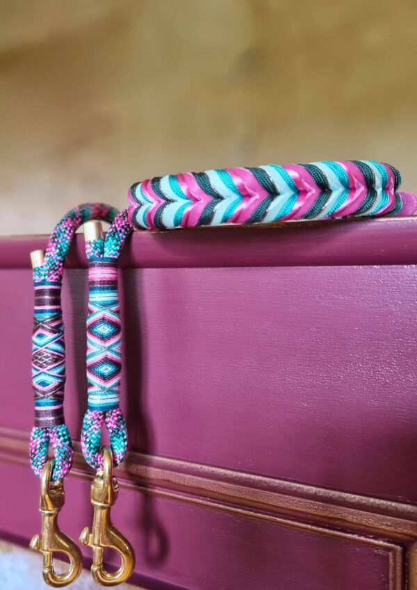 Obojek a vodítko pro psa Kožený proplétaný obojek s lanovým přepínacím vodítkem z kolekce Jsem Hogofogo, model Dragonfly